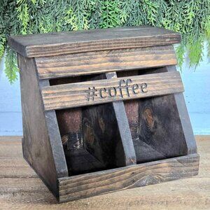 Primitive Wood 2 Slot K Cup Storage Organizer Farmhouse Kitchen Pantry Decor
